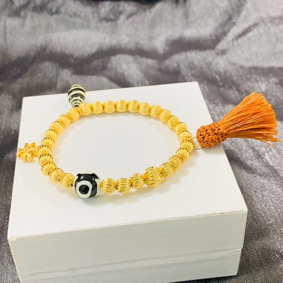 Tory Burch Bracelet Roxanne Multicolot Bead Tassel bracelet Rolled Gold - Picture 8 of 14